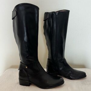 Corso Como Black Leather Knee High Boots Size 6.5 Wide